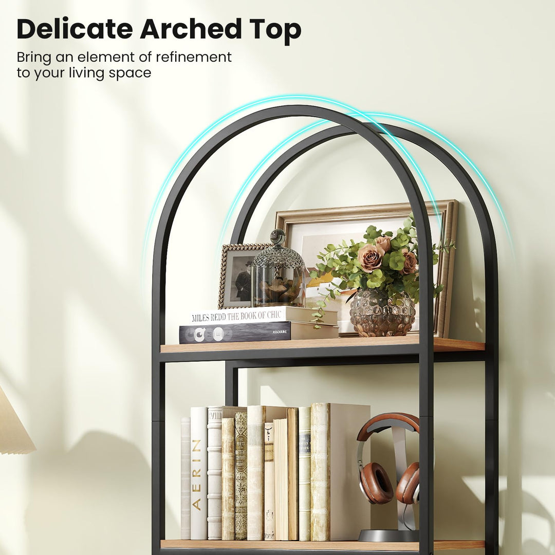 GIANTEX 4-Tier Arched Bookshelf with Metal Frame for Living Room