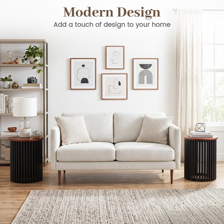 GIANTEX Round Acacia Wood Side Table With Round Top For Living Room