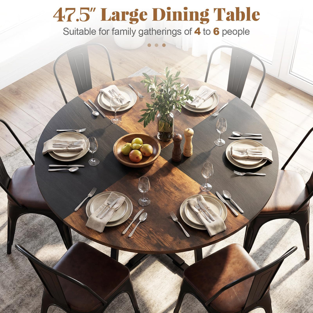 Giantex Round Dining Table for 4-6 | 47.5" Circle Kitchen Table with Storage Shelf