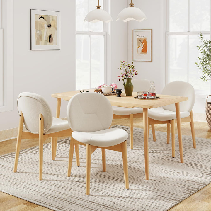 Giantex Soft Upholstered Boucle Kitchen Chairs with High-Density Sponge Padded