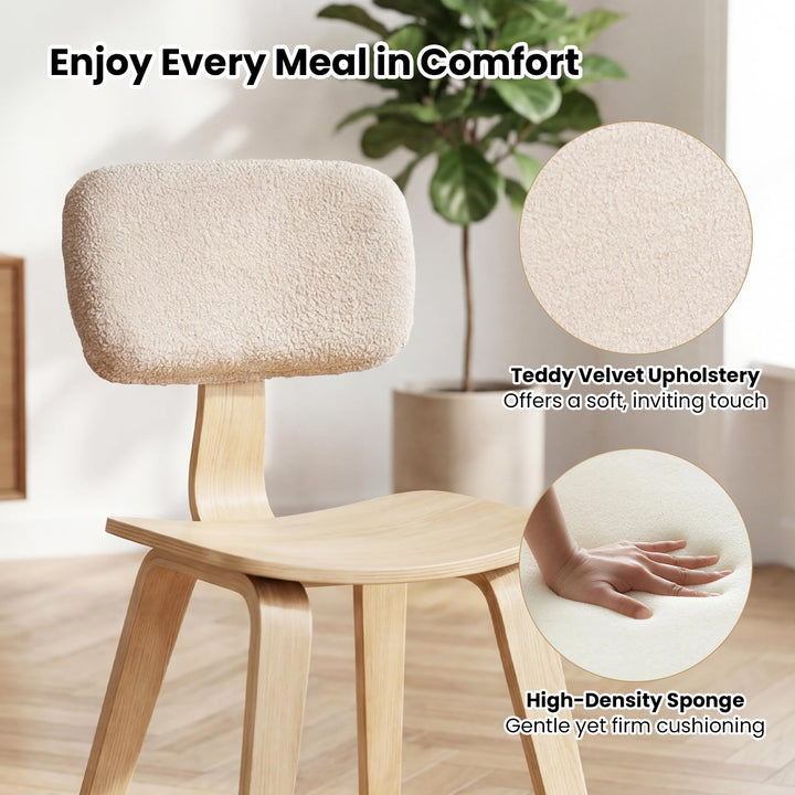Giantex Dining Chairs Set of 4/2 Teddy Velvet Padded Backrest &amp; Ergonomic Seat