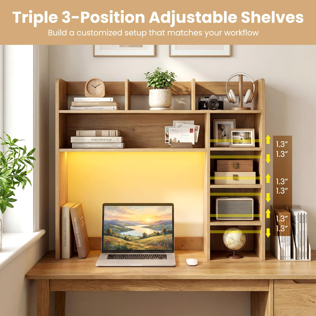 Giantex 35.5" Desktop Bookshelf with LED Lights