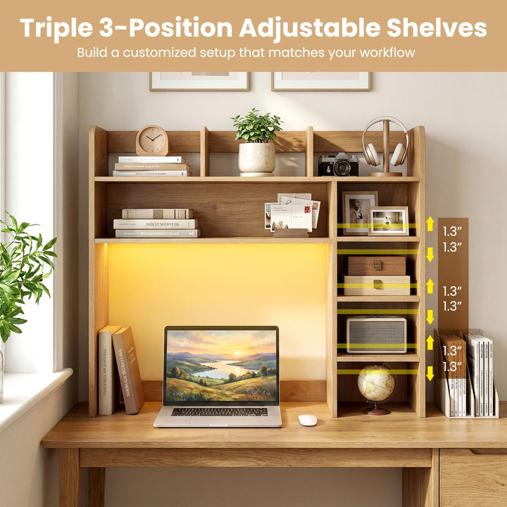 Giantex 35.5" Desktop Bookshelf with LED Lights