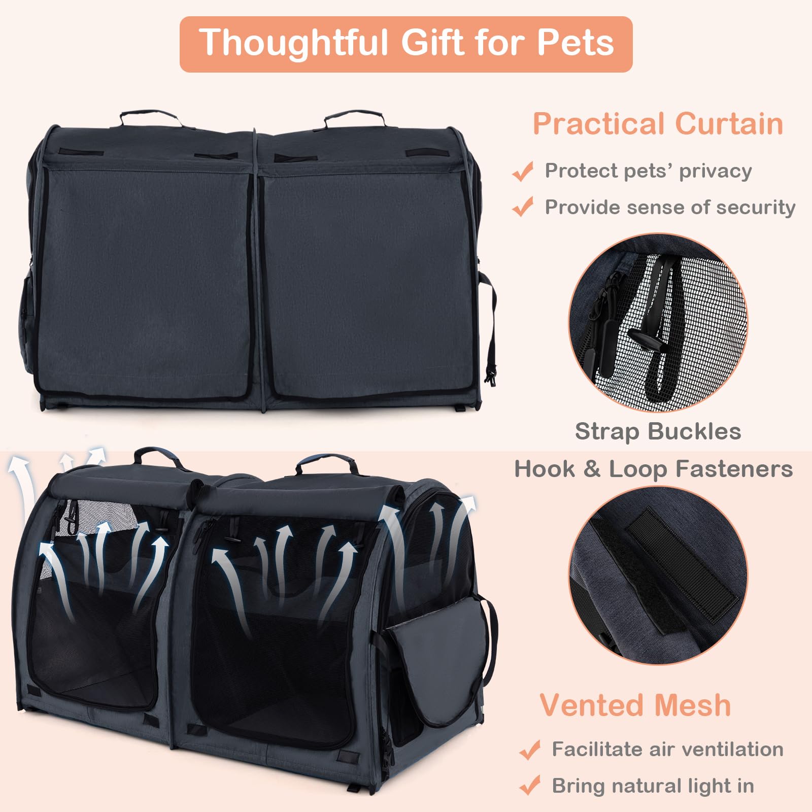 Giantex 40 Inch Cat Carrier with Double Compartments