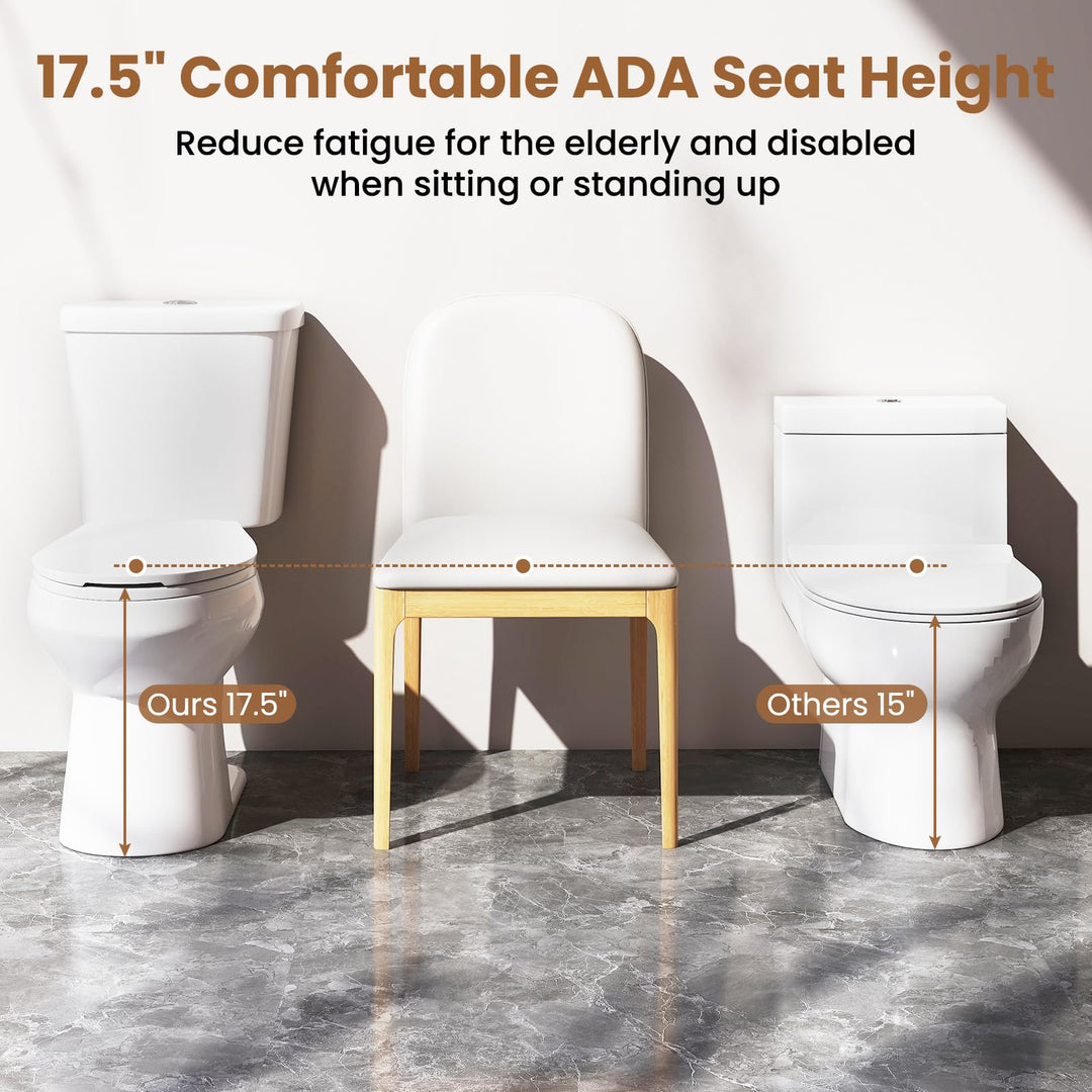 Giantex Two-Piece Elongated Toilet with 17.5" ADA Comfort Height Seat Powerful Dual Flush