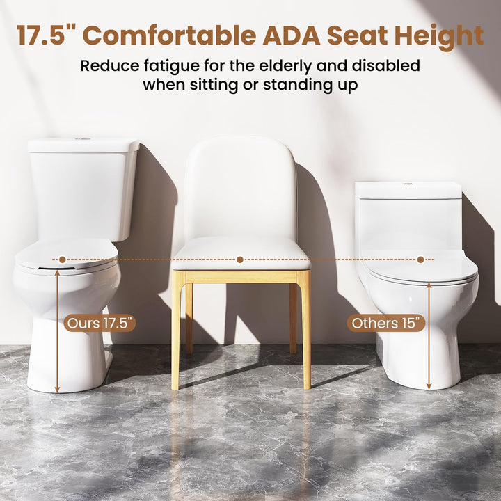 Giantex Two-Piece Elongated Toilet with 17.5" ADA Comfort Height Seat Powerful Dual Flush