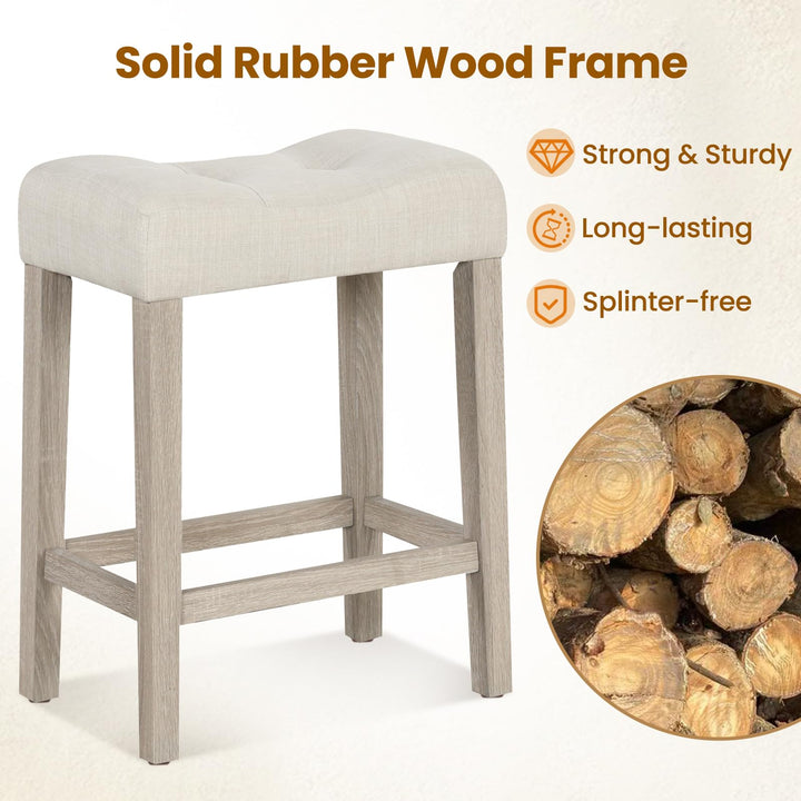 Giantex 24" Bar Stools Set of 2/4, Upholstered Counter Height Saddle Bar Stools