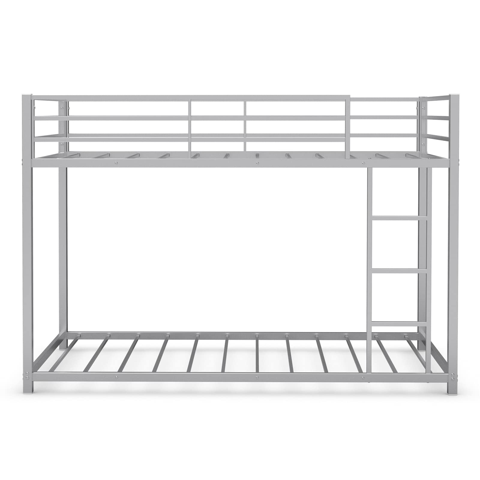 Giantex Metal Bunk Bed Twin Over Twin, Low Profile Bunk Bed Frame with Ladder & Full Length Guardrail
