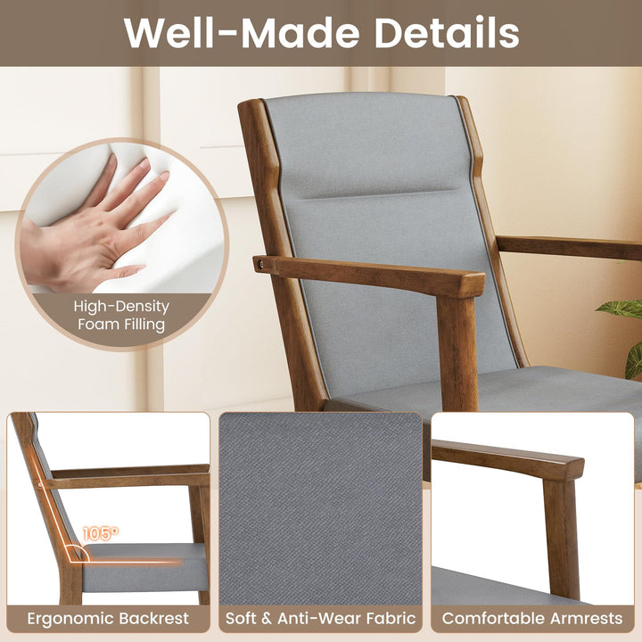 Giantex Mid Century Modern Dining Chairs Set of 2/4 Upholstered Accent Chair with High Back
