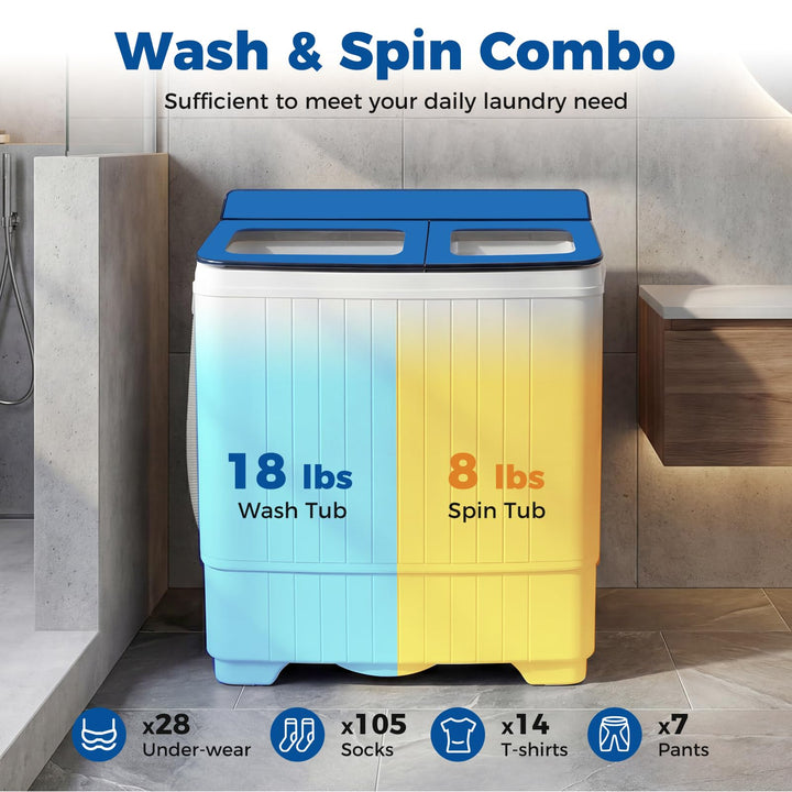 Giantex Portable Washing Machine with 18 LBS Washer and 8 LBS Spinner Combo