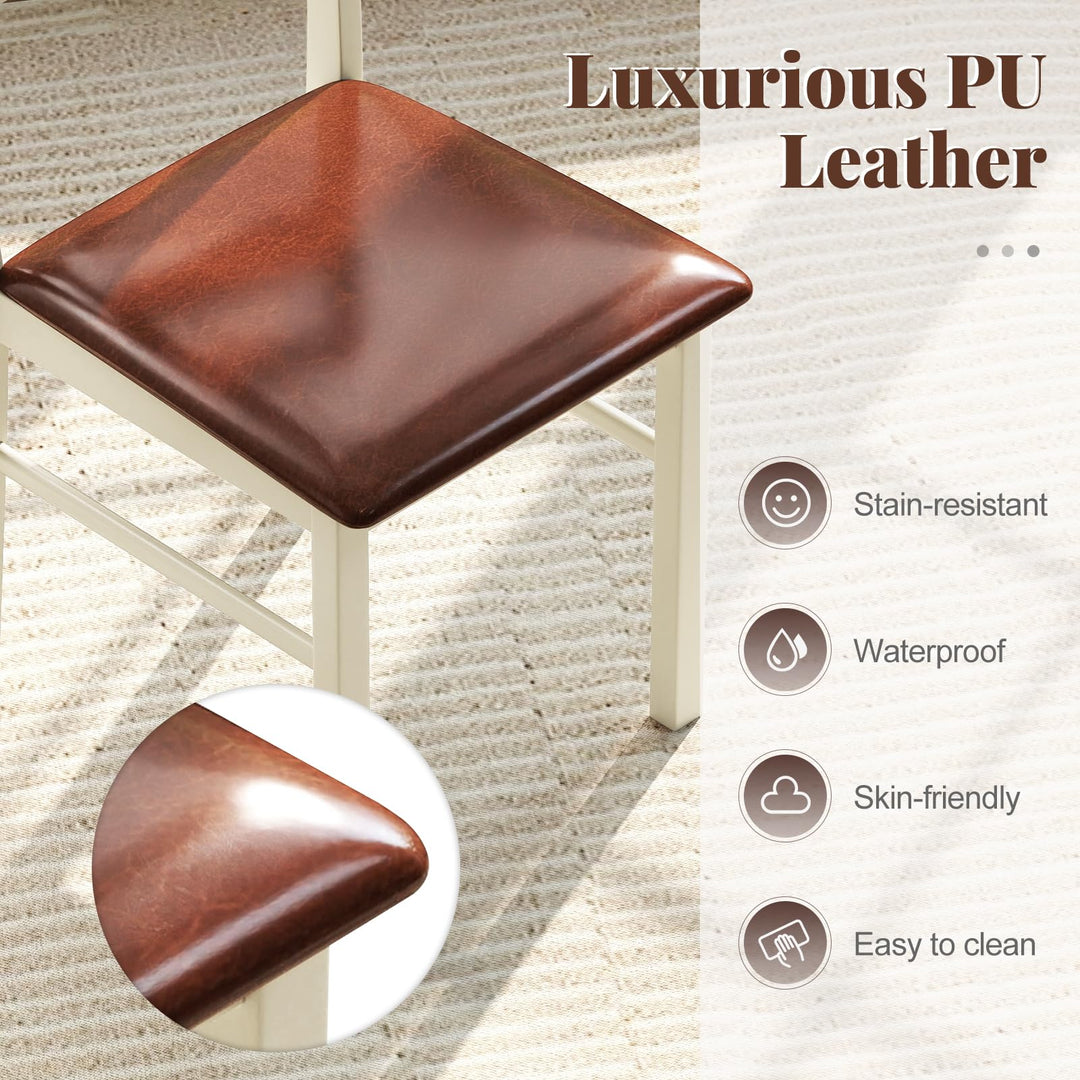 Giantex PU Leather Upholstered Kitchen Chair with Rubber Wood Frame