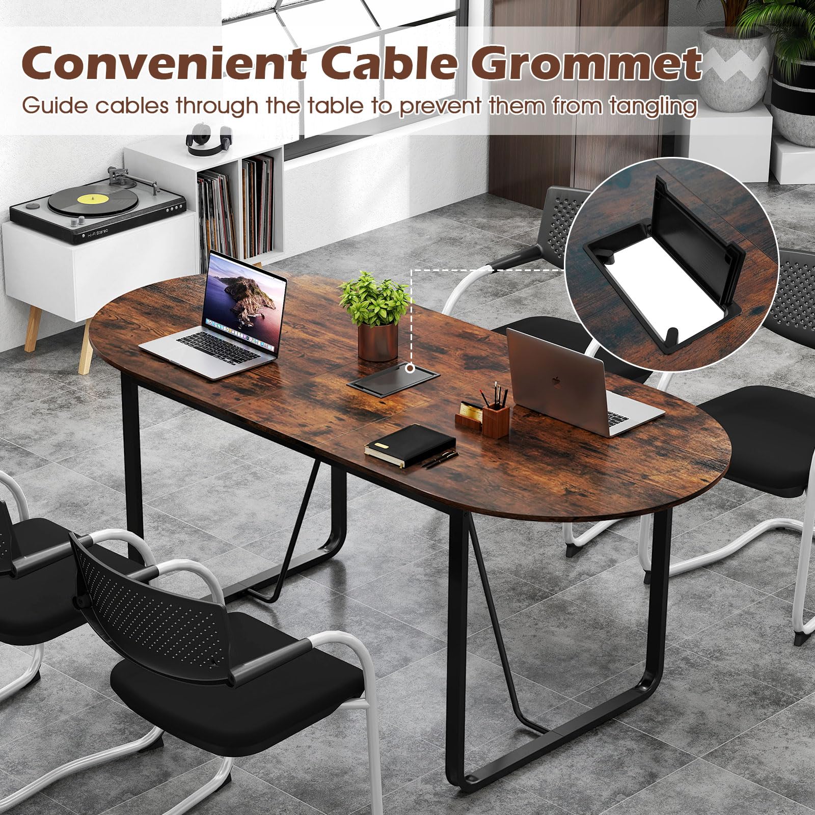 Giantex 71" Conference Table with Cable Management Grommet