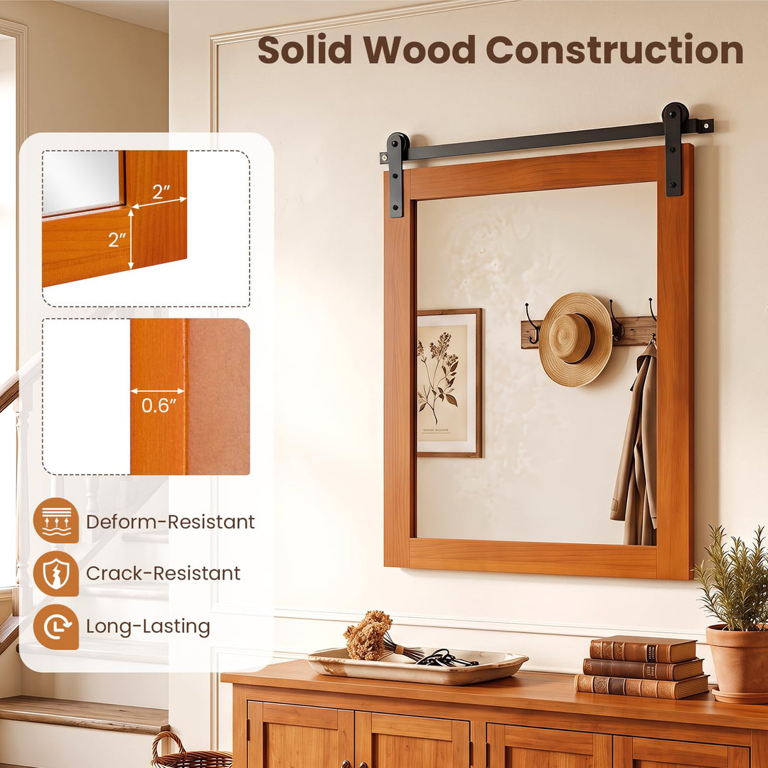 GIANTEX Farmhouse Barn Door Wall Mirror for Bathroom, 29"x23"