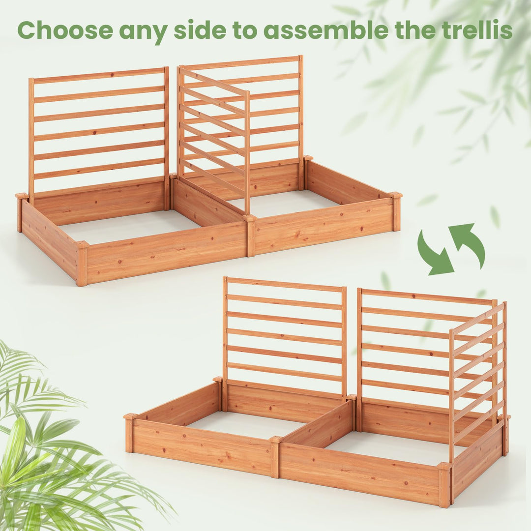 GIANTEX Raised Garden Bed with 3 Trellis for Patio Backyard Lawn