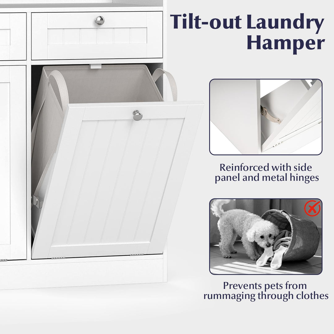 Giantex Double Tilt-Out Laundry Hamper Cabinet (31.5"x 16"x 31.5")