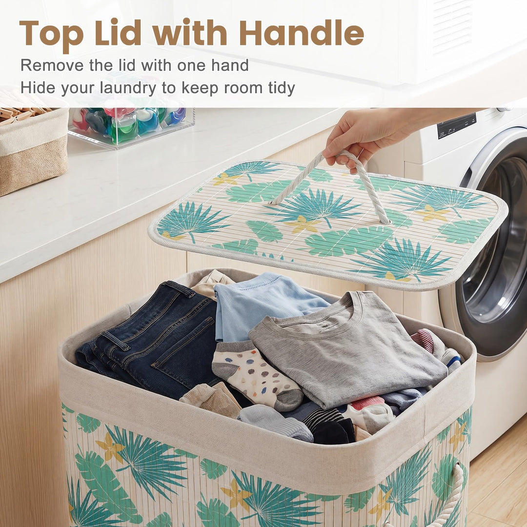 Giantex 19 Gal Bamboo Laundry Hamper w/Removable Liner &amp; Portable Handles
