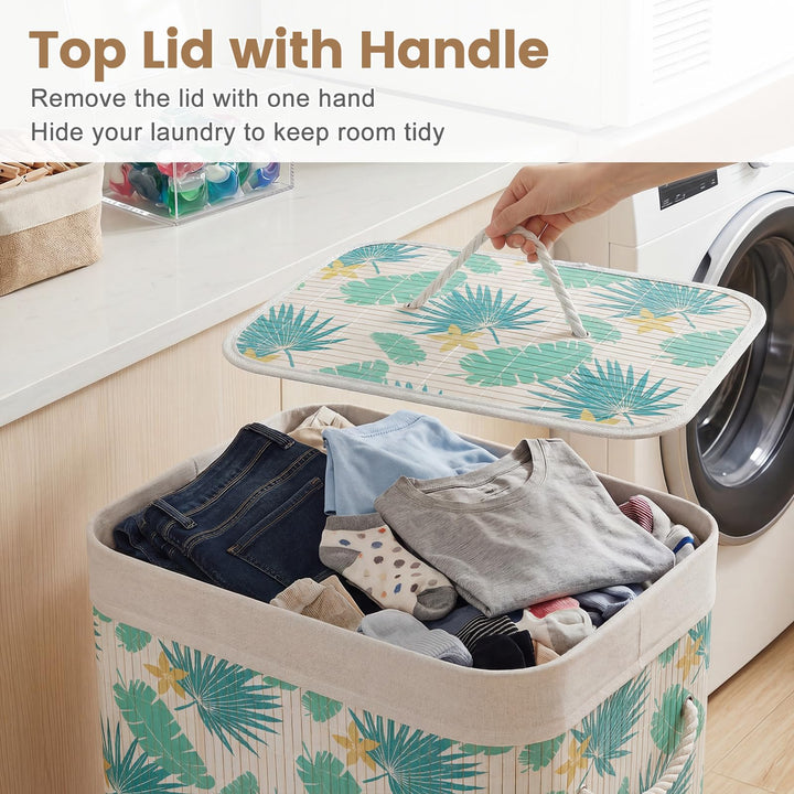Giantex 19 Gal Bamboo Laundry Hamper w/Removable Liner &amp; Portable Handles