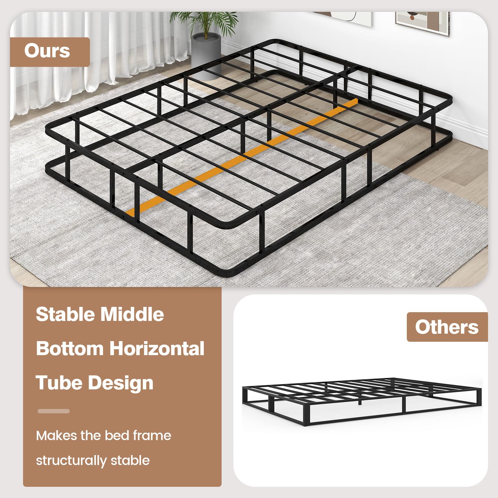 Giantex 10 Inch Bed Frame Queen Size, Metal Platform Queen Bed Frame, Heavy Duty Steel Slat Support