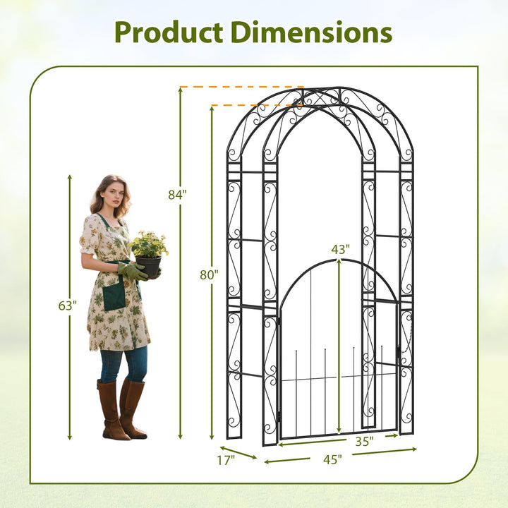 Giantex 84'' Garden Arbor with Gate for Backyard Lawn