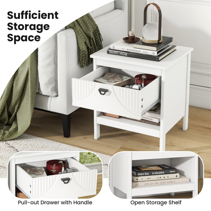 Giantex Modern Nightstand with Drawer for Bedroom Small Place