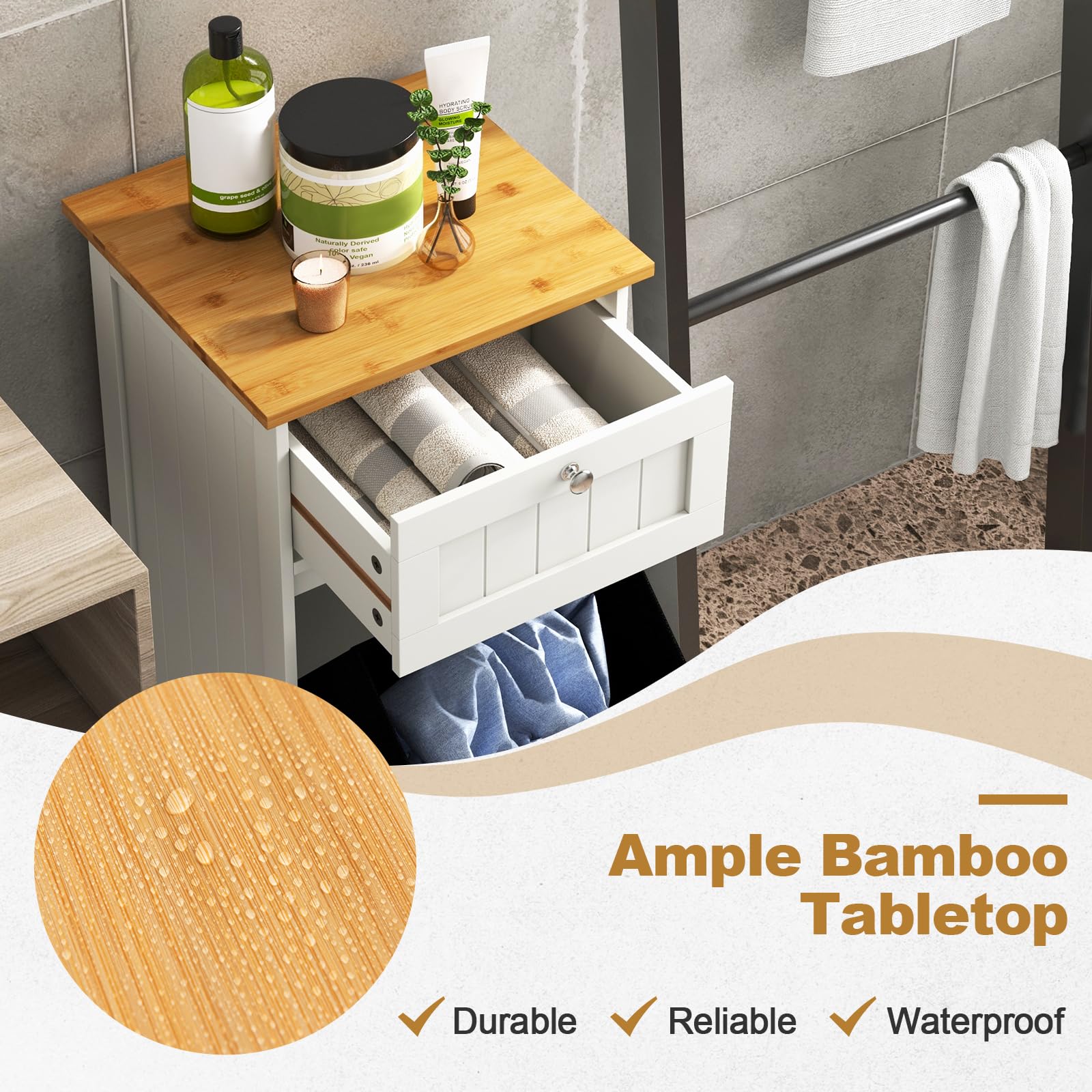 Giantex Tilt Out Laundry Hamper Cabinet
