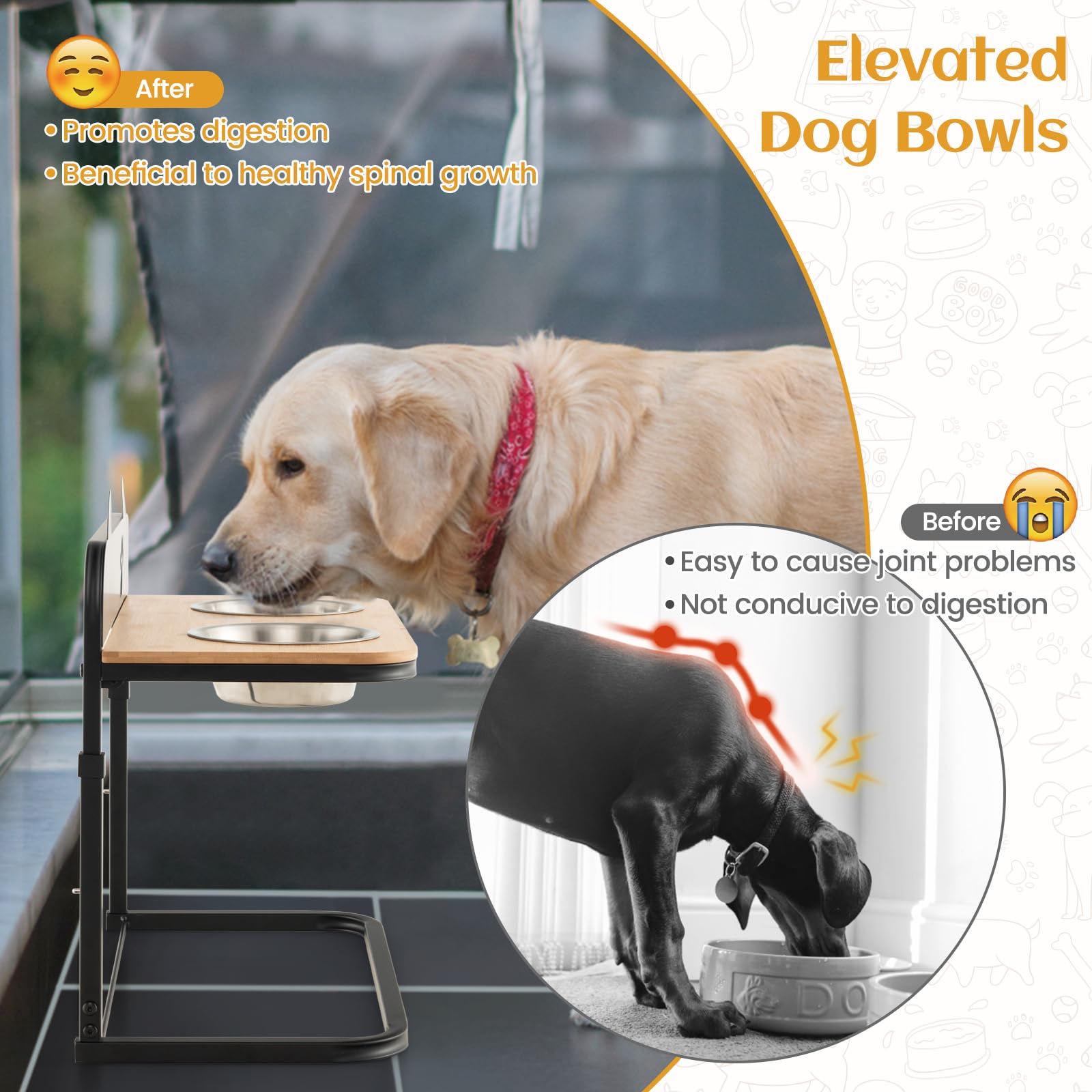 Giantex Elevated Dog Bowls Stand - Raised Pets Cats Feeding Station