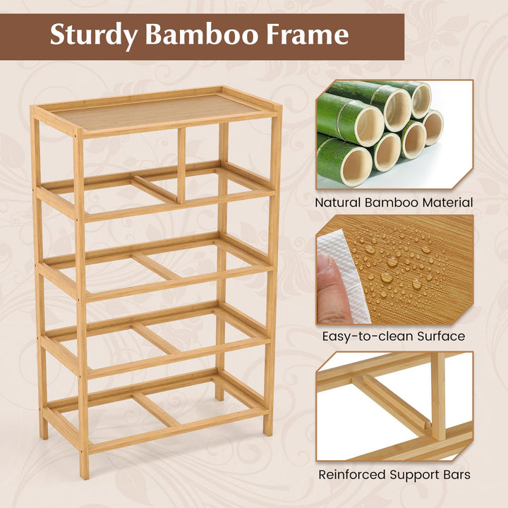 Giantex 5-Drawer Dresser for Bedroom Bamboo Storage Tower
