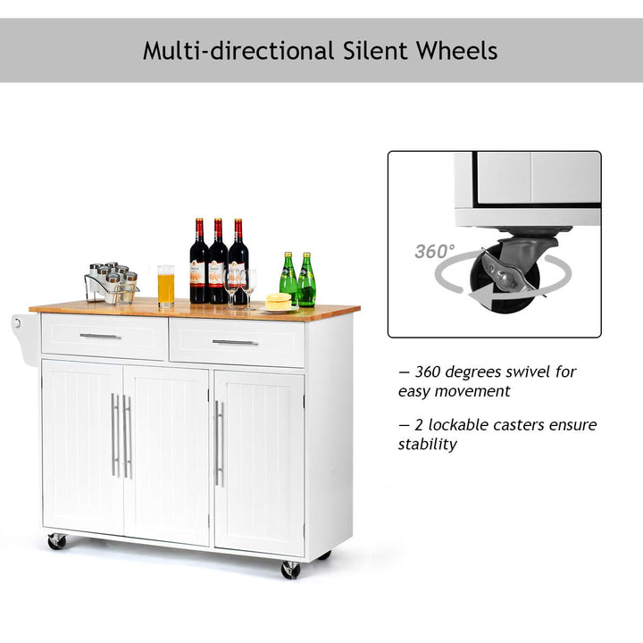 Giantex Kitchen Island Cart , 2 Drawers, 3 Door Cabinet