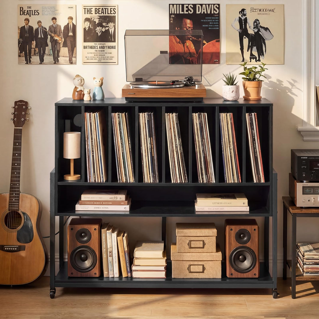 Giantex large Record Player Stand with Charging Station