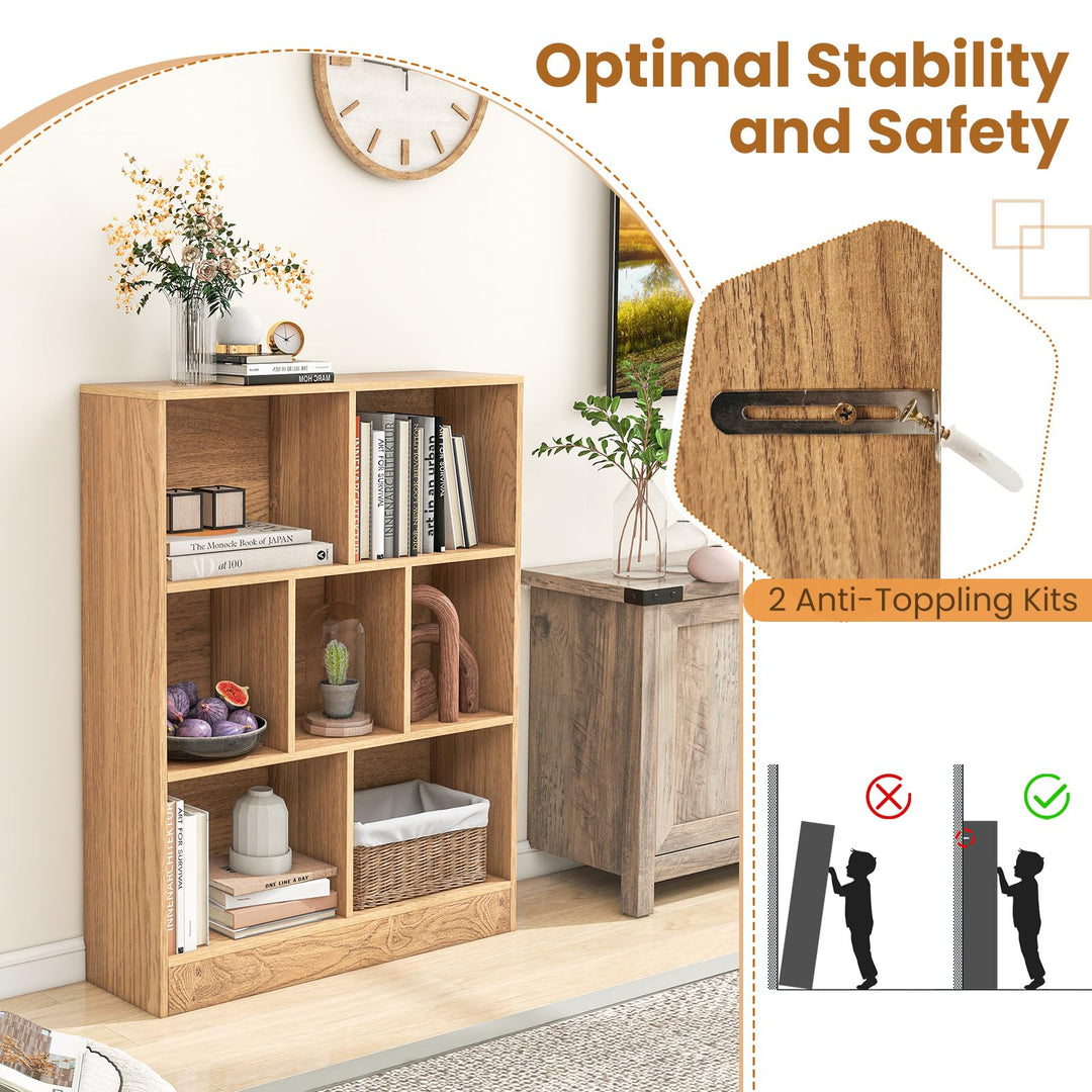 Giantex 8 Cube Bookcase, 4-Tier Freestanding Bookshelf w/ 8 Open Compartments, 2 Anti-Tipping Kits