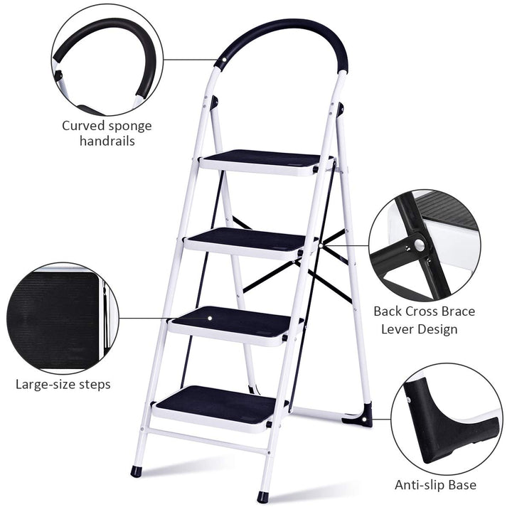 Giantex 4 Step Ladder Folding Step Stool with Anti-Slip Pedal Platform Metal Frame
