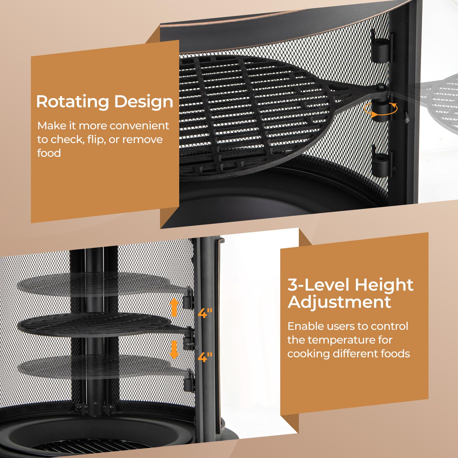 Giantex Outdoor Wood Burning Chiminea Fire Pit, 30 Inch Metal Fireplace w/Grill