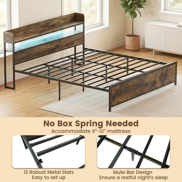 Giantex King Size Bed Frame with Storage Headboard