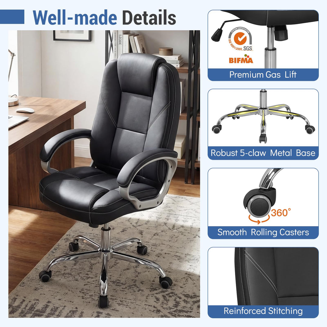 Giantex Leather Office Chair with Padded Armrests &amp; Rocking Backrest