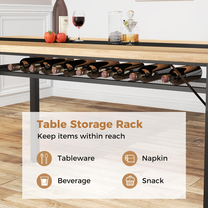 Giantex 71" Dining Table for 6-8 People with Heavy-Duty Metal Frame Storage Rack