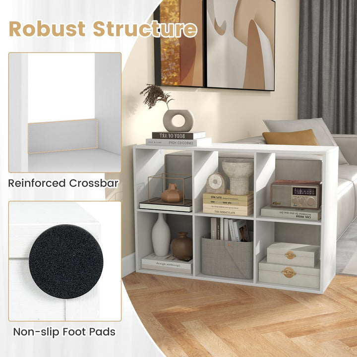 Giantex 6-Cube Bookcase, White Cubby Bookshelf w/Back Guardrail & Anti-Tipping Kits