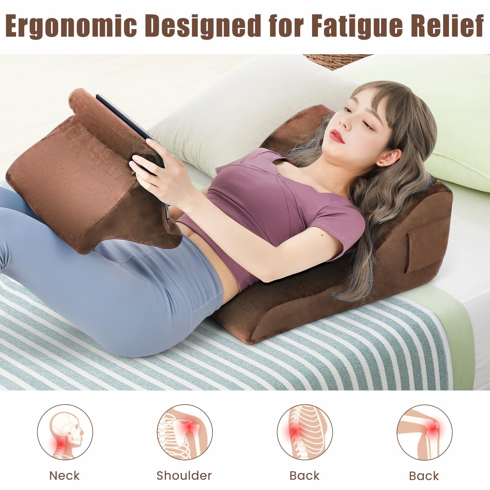Giantex Bed Wedge Pillow for Sleeping, 7.5 Inch Triangle Pillow Wedge for Neck Back Leg Support