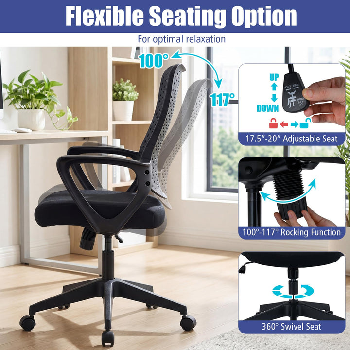 Gianetx Ergonomic Office Chair w/Breathable Butterfly Back &amp; Integrated Armrests (1/2)