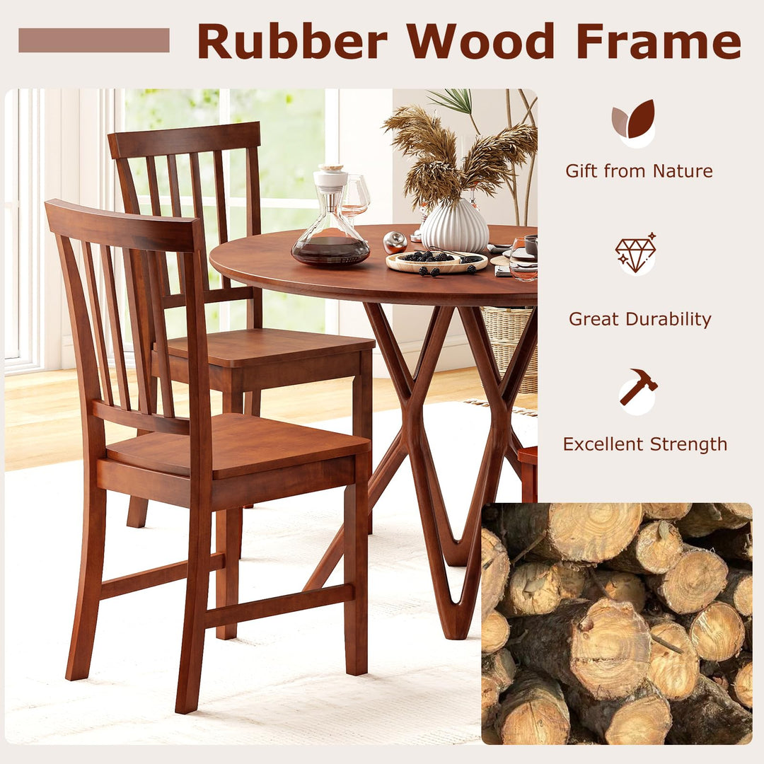 Giantex Set of 4/ 2 Dining Room Side Chair w/High Slat Back, Wood Legs