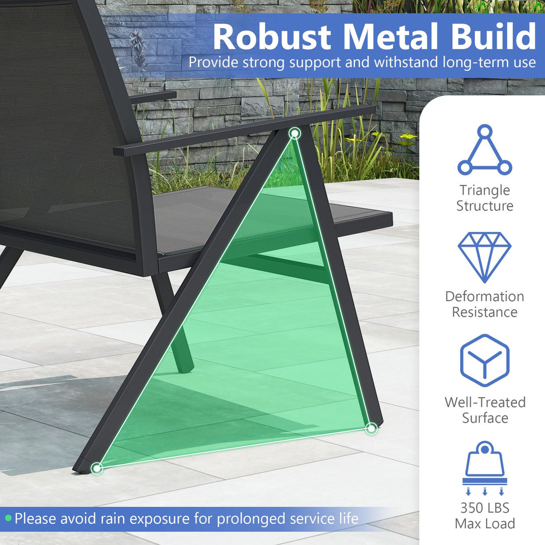 Giantex All Weather Outdoor Dining Chairs w/Sturdy Metal Frame & Breathable Seat Back