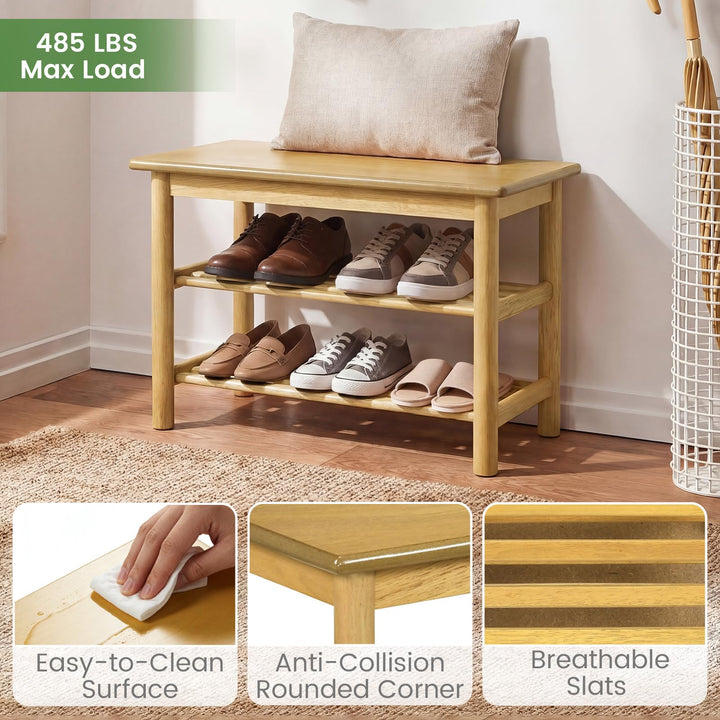Giantex 3-Tier Entryway Shoe Rack Bench with Slat Shelves (12 x 24 x 17 Inches)
