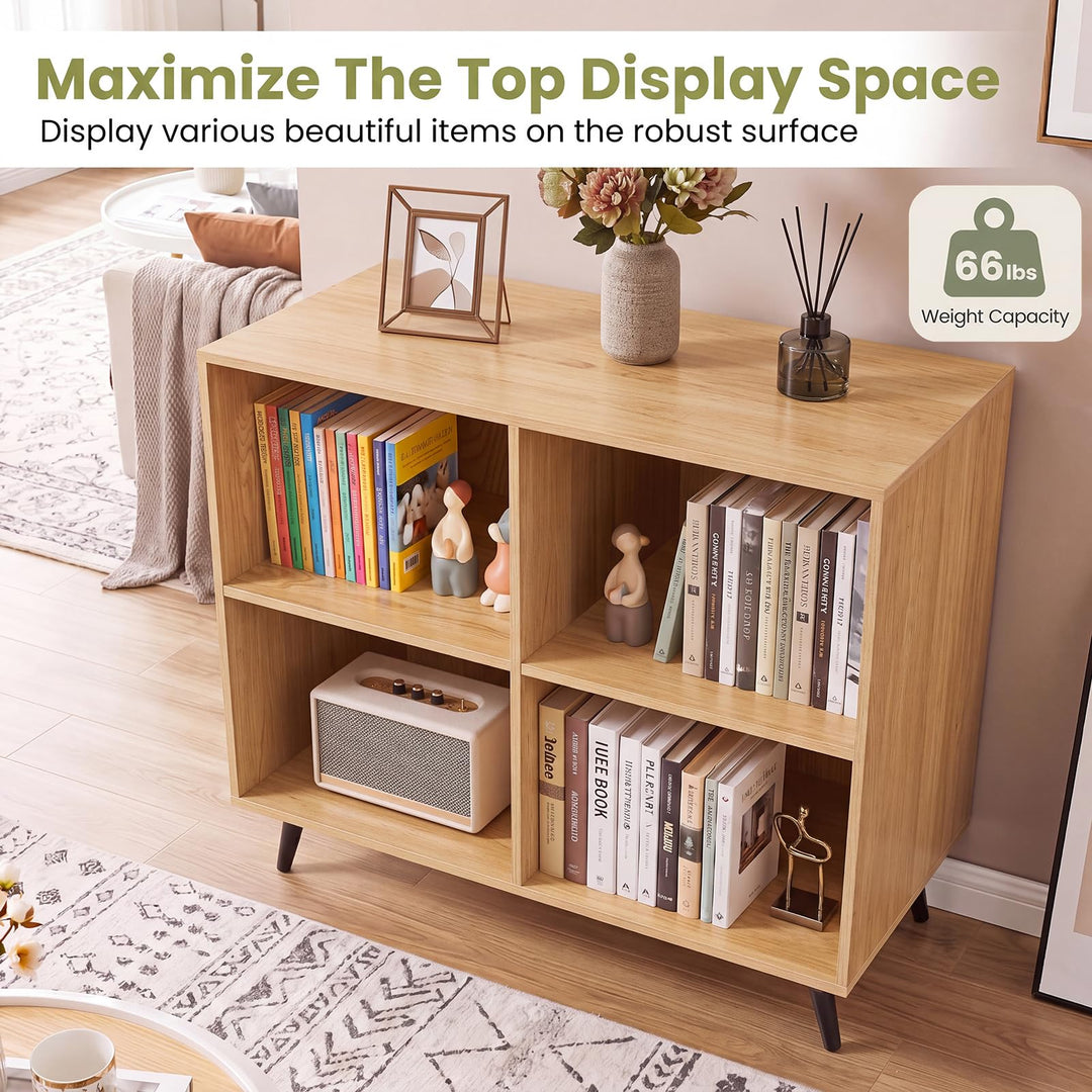 GIANTEX 4-Cube Bookshelf with Metal Legs for Living Room &amp; Home Office
