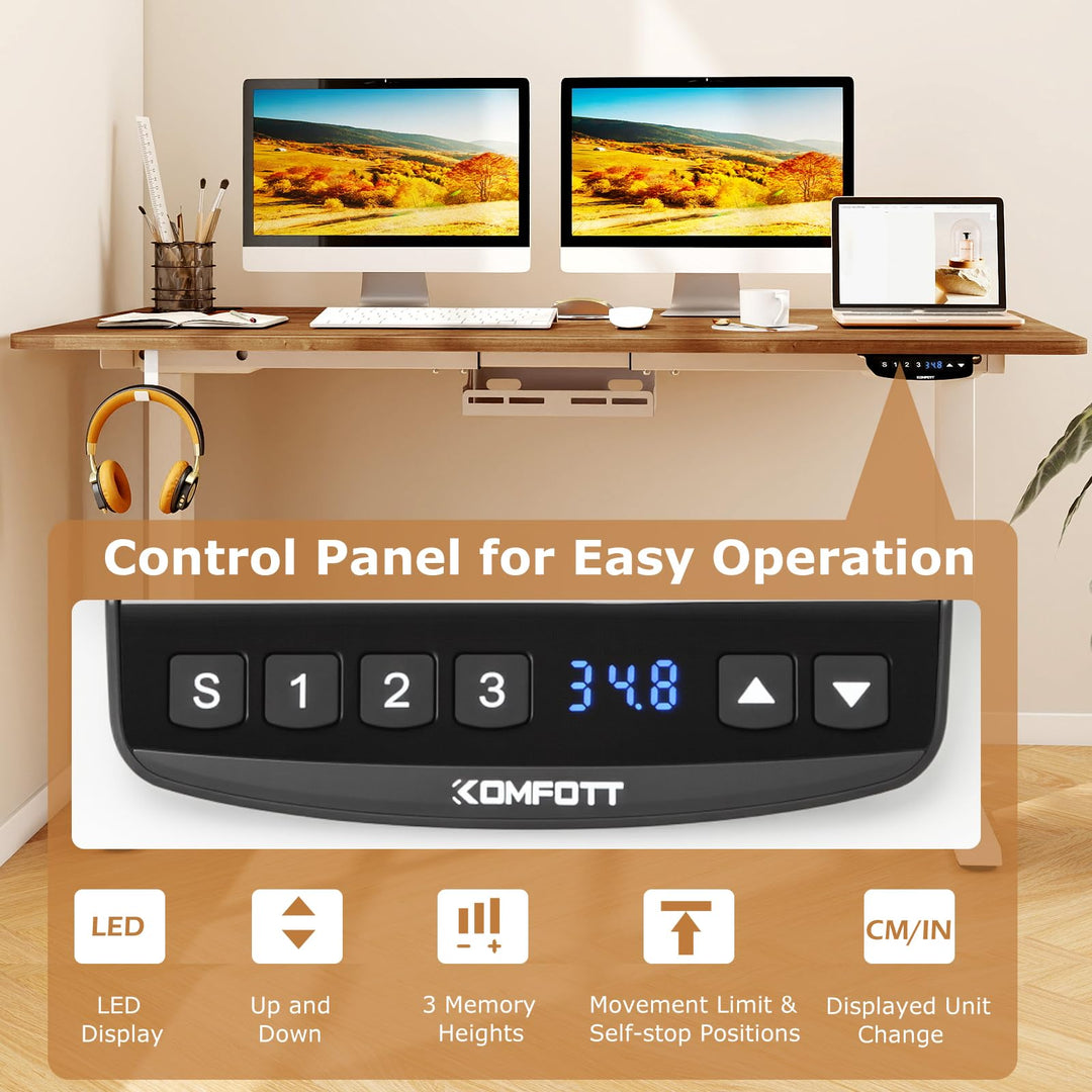 Giantex Electric Dual Motor Standing Desk | 55" x 28" Height Adjustable Sit Stand Computer Workstation w/3 Memory Height