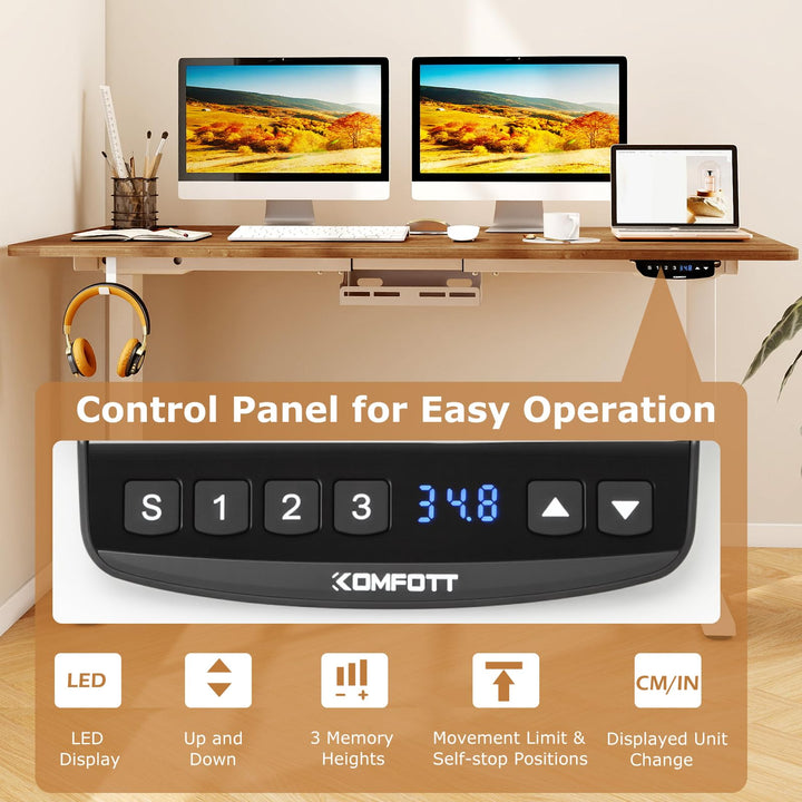 Giantex Electric Dual Motor Standing Desk | 55" x 28" Height Adjustable Sit Stand Computer Workstation w/3 Memory Height