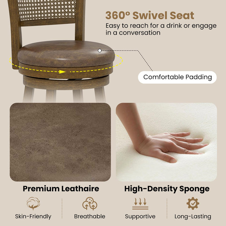 Giantex 25" Swivel Bar Stools Set of 2/4 with Footrest & Rubber Wood Frame