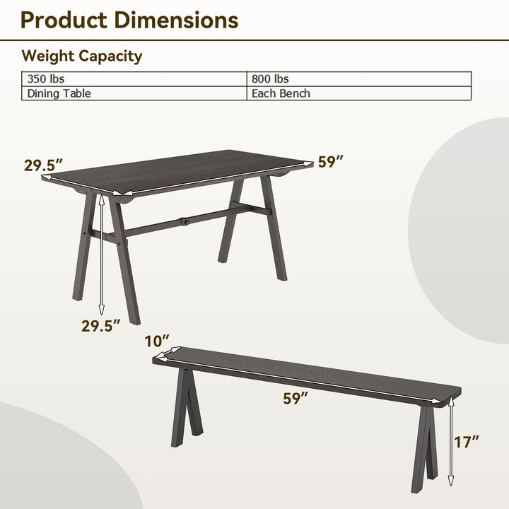 Giantex 3 Pieces Outdoor Picnic Table Set for 6 People