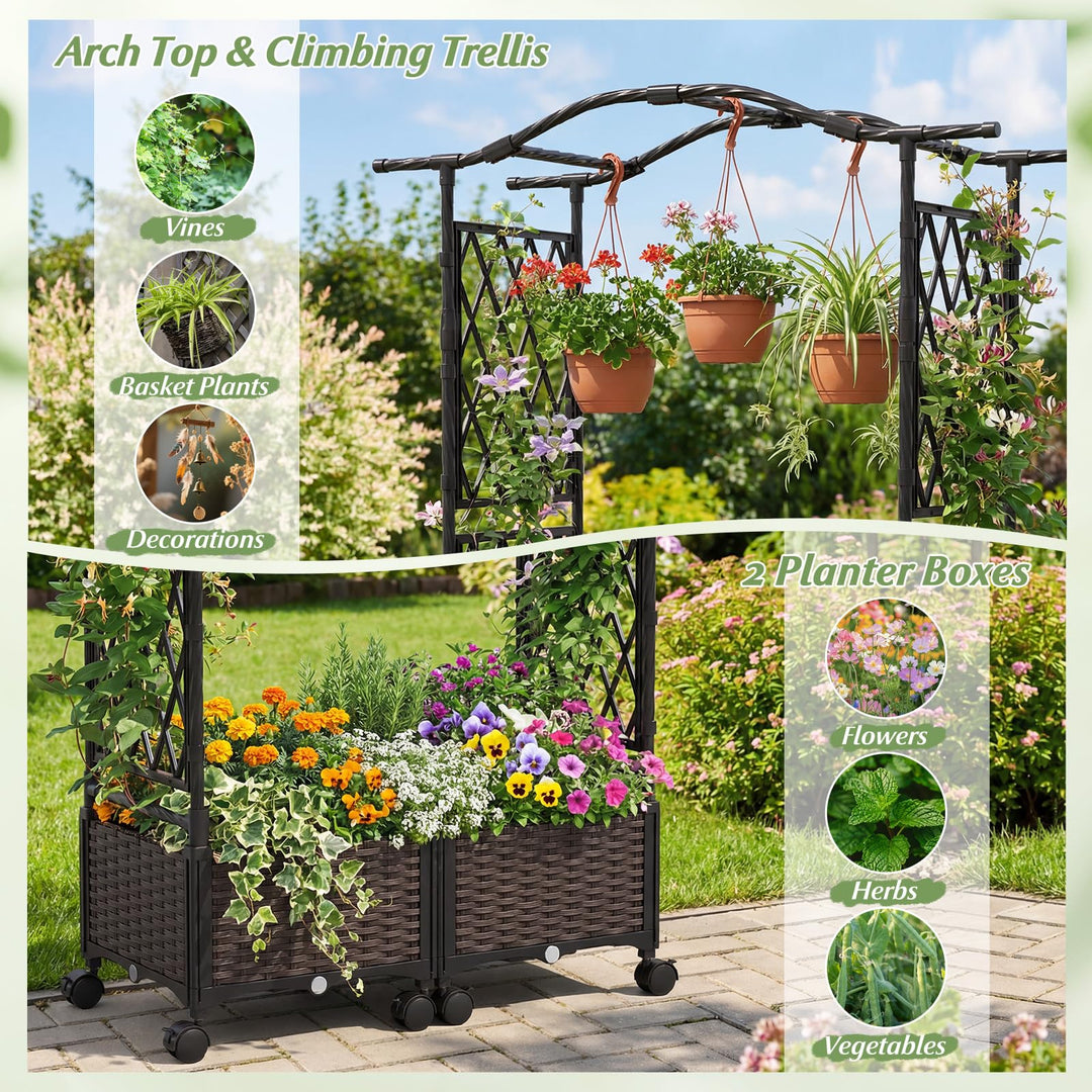 planter boxes with climbing trellis Giantex Planter Boxes with Arch Trellis for Climbing Vines Vegetables – Giantexus