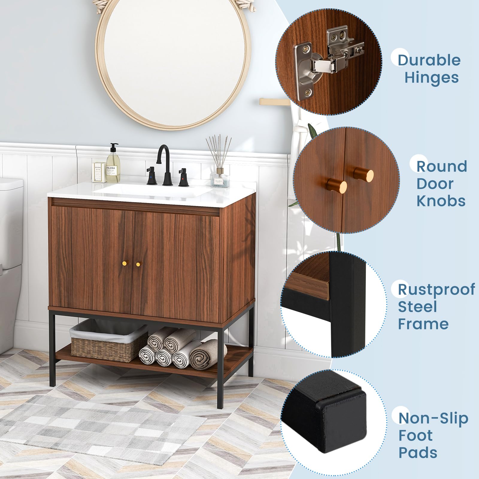 Giantex Bathroom Vanity with Sink Combo - 31" Bathroom Cabinet with Doors