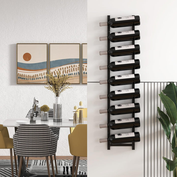 Giantex Wall Mounted Wine Rack for 9-Bottles, Metal Wall Wine Racks Organizer