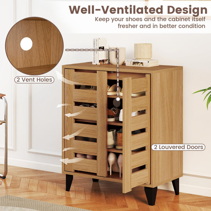 Giantex Shoe Cabinet with Louvered Doors
